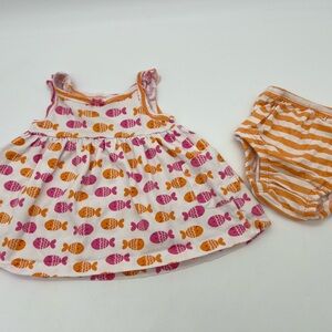 Gerber Infant Girls Baby 100% Cotton Dress Set Pink Orange Fish 3-6 Months